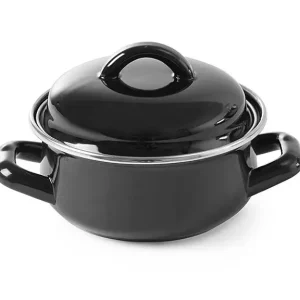Beste Prijs Soep- Sauspannetje – Met Deksel, Hendi, Zwart, 0,65L, ø135x(h)110mm