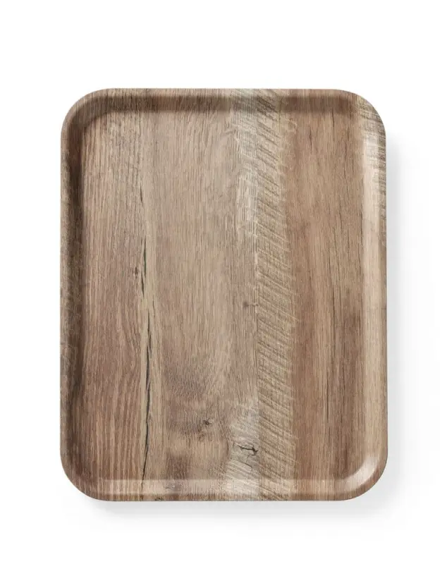 Exclusieve Aanbieding Dienblad Van Melamine Met Hout Bedrukking, Hendi, Hout Donker, 330x430mm