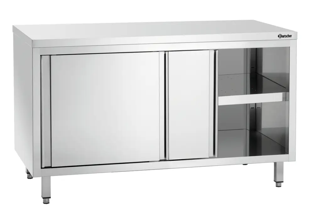 Bartscher Werkkast 700 | RVS | 2 Schuifdeuren | 1 Tussenschap | 1400x700x850mm Bestel Nu
