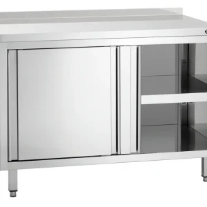 Bartscher Werkkast B1200 | RVS | Schuifdeuren | Tussenschap | Opstaande rand | 1200x700x850mm Weekendaanbieding
