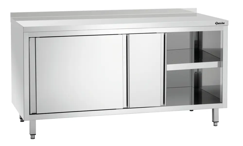 Veilige Betaling Bartscher Werkkast B1600 | RVS | Schuifdeuren | Achter Rand | 1600x700x850mm
