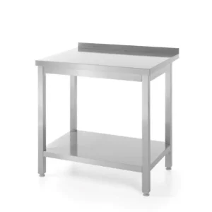 Muurwerktafel Met Opstaande Rand En Schap – 600 Mm Diep, Hendi, Kitchen Line, 1400x600x(h)850mm Koop Vandaag