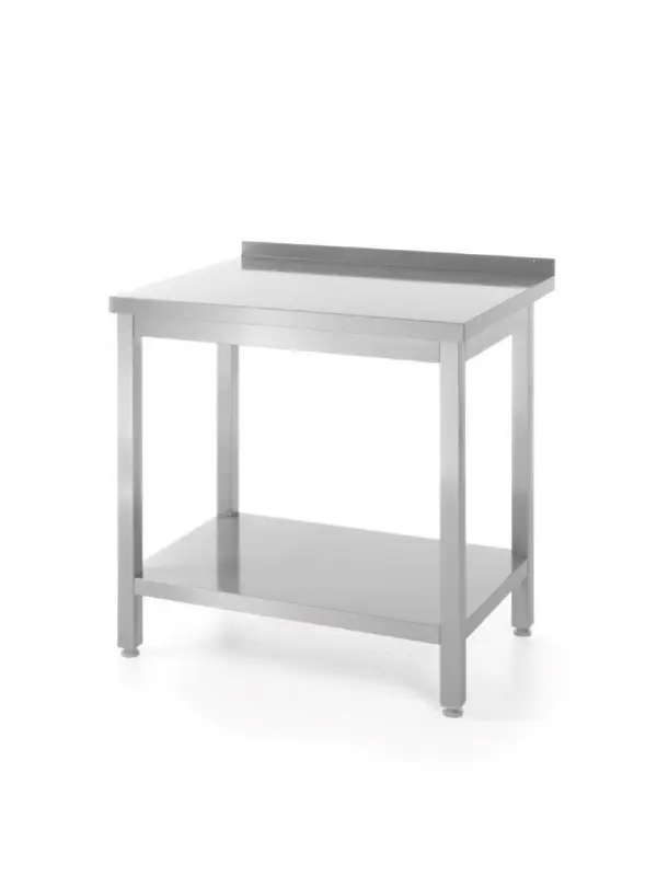 Muurwerktafel Met Opstaande Rand En Schap – 600 Mm Diep, Hendi, Kitchen Line, 1400x600x(h)850mm Koop Vandaag
