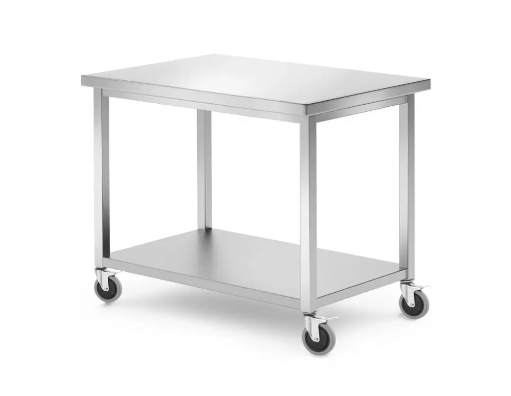 Meest Verkocht Mobiele Tafel Met Plank – Geschroefd, Diepte: 700 Mm., Hendi, Kitchen Line, 1000x700x(h)850mm