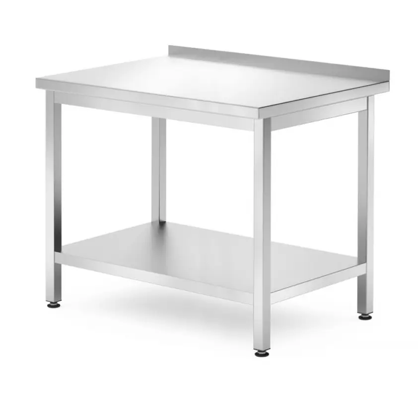 Muur Werktafel Met Schap – Geschroefd, Diepte: 700 Mm., Hendi, Kitchen Line, 1000x700x(h)850mm Direct Verzonden