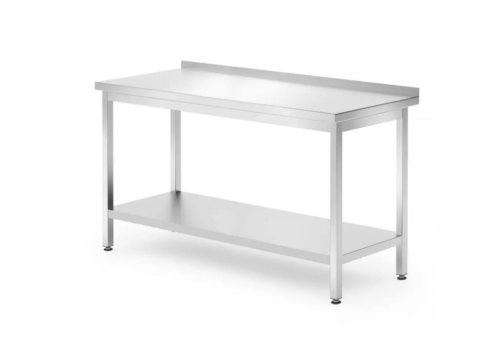 Bestseller Muur Werktafel Met Schap – Geschroefd, Diepte: 700 Mm., Hendi, Kitchen Line, 1400x700x(h)850mm