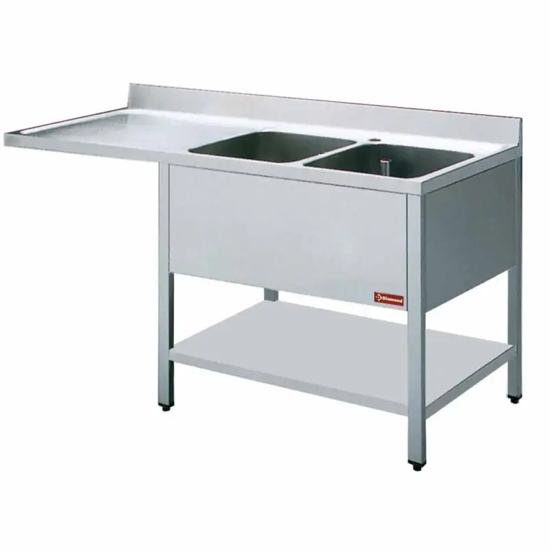 Meest Verkocht Diamomnd Spoeltafel met 2 kuipen en 1 druipvlak | 1800x700x880/900(+100)mm