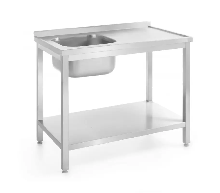 Enkele Spoeltafel Met Schap, Hendi, Kitchen Line, Links, 1000x700x(h)850mm Tijdelijk Beschikbaar