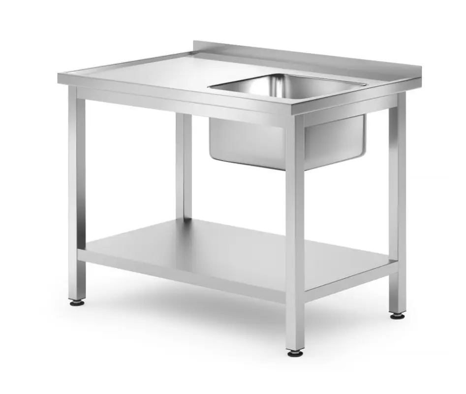 Enkele Spoeltafel Met Schap, Hendi, Kitchen Line, Rechts, 1000x700x(h)850mm Speciale Aanbieding