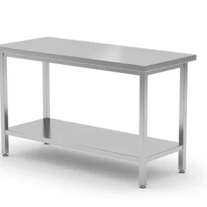 Centrale Werktafel Zware Uitvoering Met Plank, 700 Mm Diep, Hendi, Kitchen Line, 1600x700x(h)850mm Beperkte Voorraad