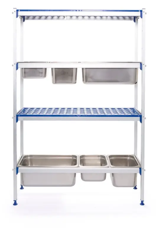 Meest Verkocht Aluminium Opbergrek Voor GN Containers, Hendi, 1120x355x(h)1685mm