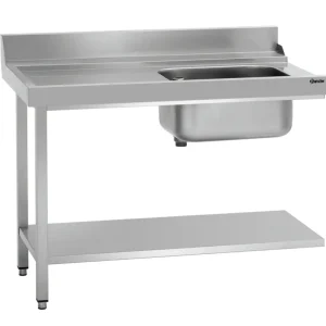 Lage Kosten Bartscher Aanvoertafel DS-LI1B | Spoelbak Rechts met Bodemschap + Achter Rand | 1200x720x850mm