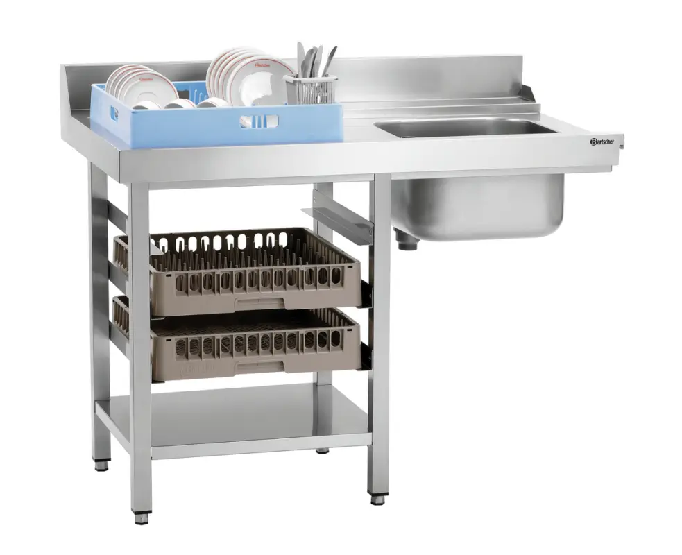 Bartscher Aanvoertafel DS-LI1B SKE | RVS | 40L Spoelbak Rechts | Linkszijdige Aanbouw | 1200x715x950mm Speciale Aanbieding