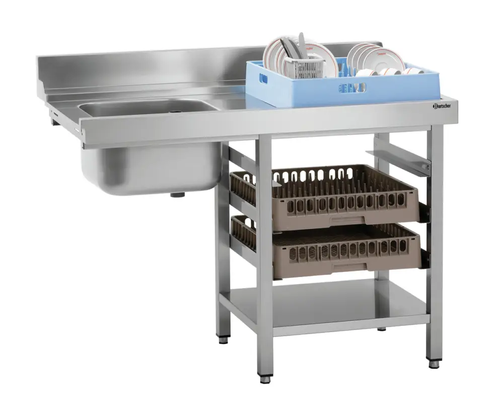 Beperkt Aanbod Bartscher Aanvoertafel DS-RE1B SKE | RVS | 40L Spoelbak links | Rechtszijdige Aanbouw | 1202x714x975mm