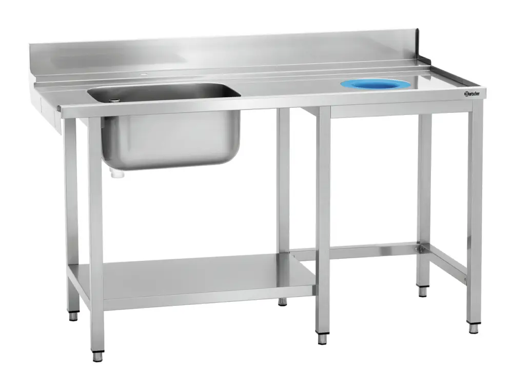 Bartscher Aanvoertafel KTS5000 | 1 Spoelbank Links | Onderschap En Achterrand | 1500x730x900 Mm Veilige Betaling