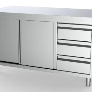 Goedkoop 700 Werktafel Schuifdeuren Laden Rechts 1400 | Combisteel