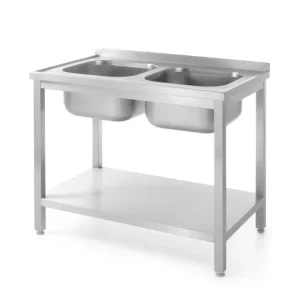 Beperkt Aanbod Hendi Dubbele Gootsteen Met Schap | 700mm | Kitchen Line | 1000x700x(h)850mm